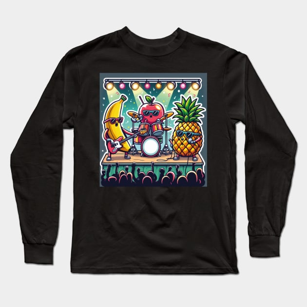 Funny Fruits Singing Long Sleeve T-Shirt by SARKAR3.0